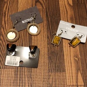 Chico's Gold and Tan Earring Collection